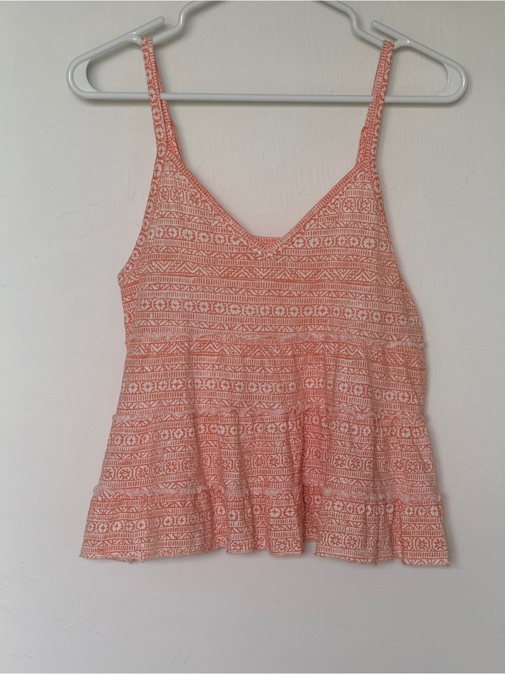 American Eagle Peach Boho Tiered Ruffle Tank Top | Size Small